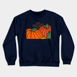 Halloween Horror Vampire Cats and Pumpkins Crewneck Sweatshirt